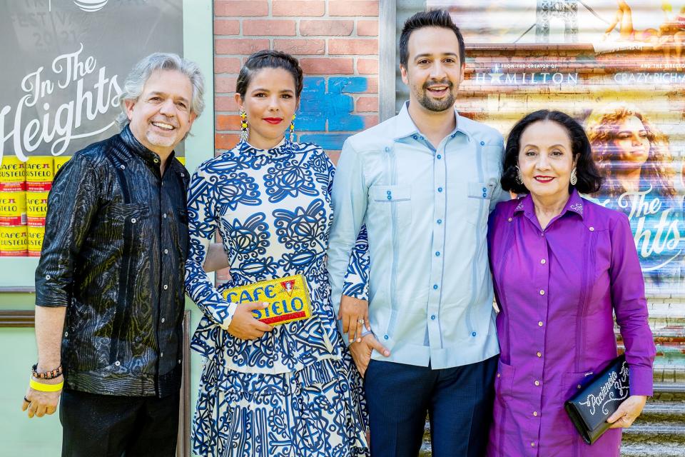 Luis A. Miranda, Jr., Vanessa Nadal, Lin-Manuel Miranda and Luz Towns-Miranda attend "In The Heights" 2021 Tribeca Festival