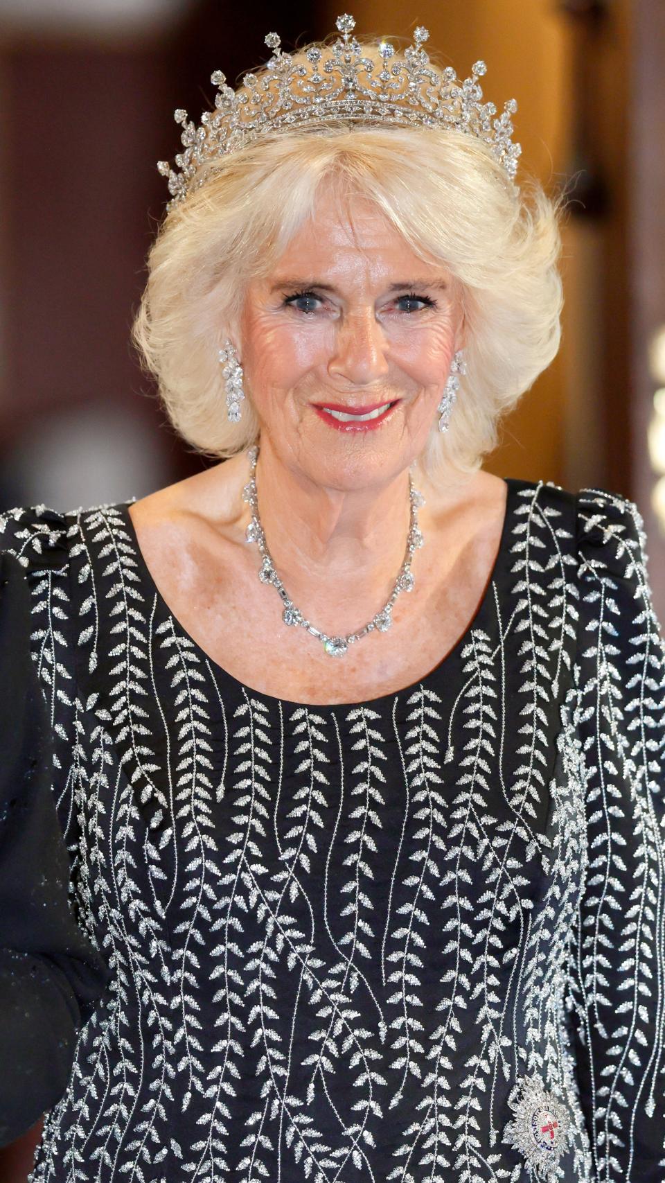 Queen Camilla attends a dinner at Mansion House