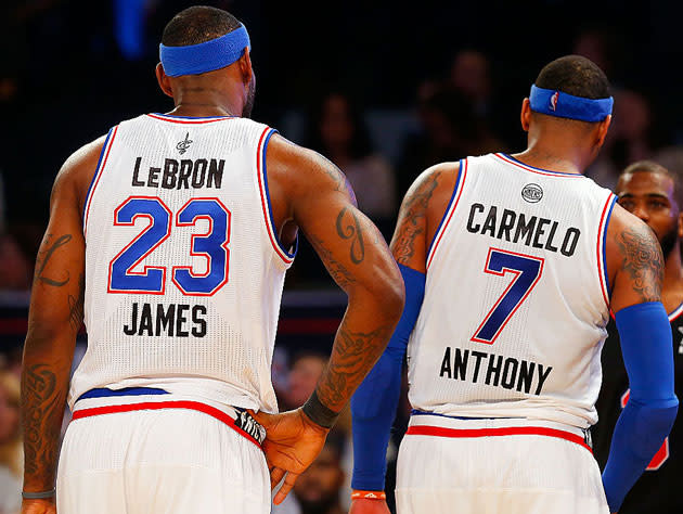 LeBron James and Carmelo Anthony. (Getty Images)