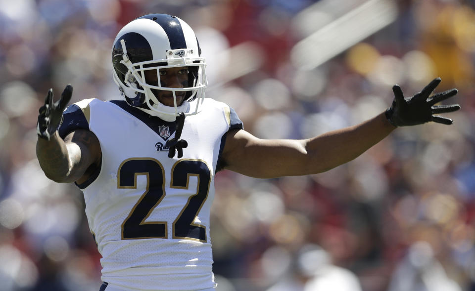 Marcus Peters was fined in Week 15, but not for confronting a fan. (AP Photo)