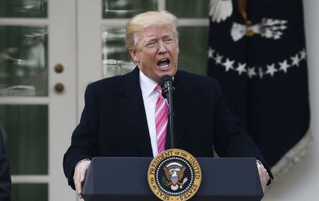 U.S. President Donald Trump speaks during the 70th National Thanksgiving turkey pardoning ceremony in the Rose Garden of the White House in Washington, U.S., November 21, 2017. REUTERS/Jim Bourg