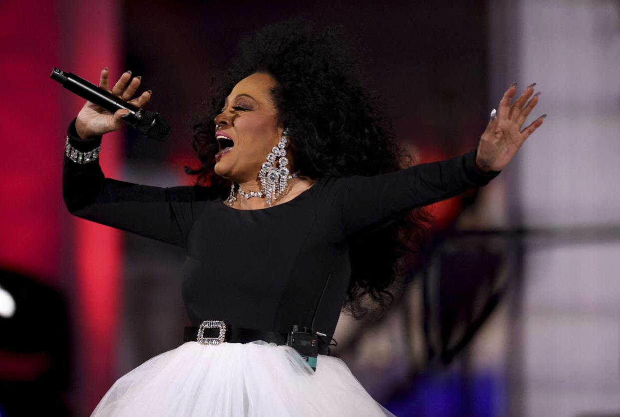 Diana Ross performs at the Platinum Jubilee concert in front of Buckingham Palace in London on Saturday, June 4, 2022, on the third of four days of celebrations to mark the Platinum Jubilee.