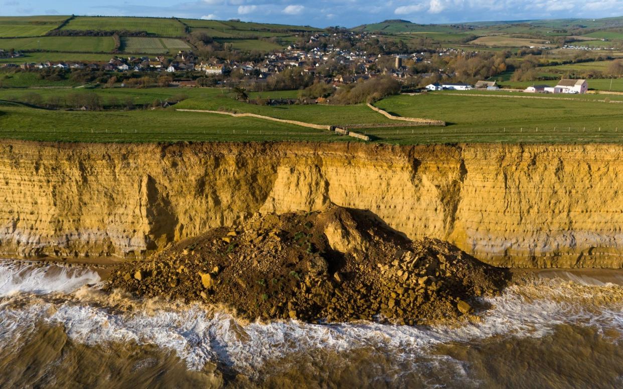The rockfall occurred at Burton Bradstock in the aftermath of Storm Kathleen