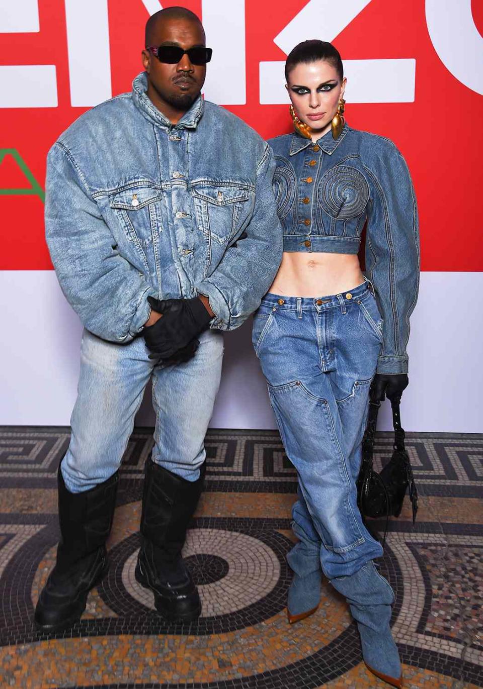 Kanye West and Julia Fox attend the Kenzo Fall/Winter 2022/2023 show as part of Paris Fashion Week on January 23, 2022 in Paris, France.