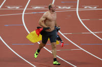 "Wait, are those hurdles just there for anyone to use?" (Photo by Cameron Spencer/Getty Images)