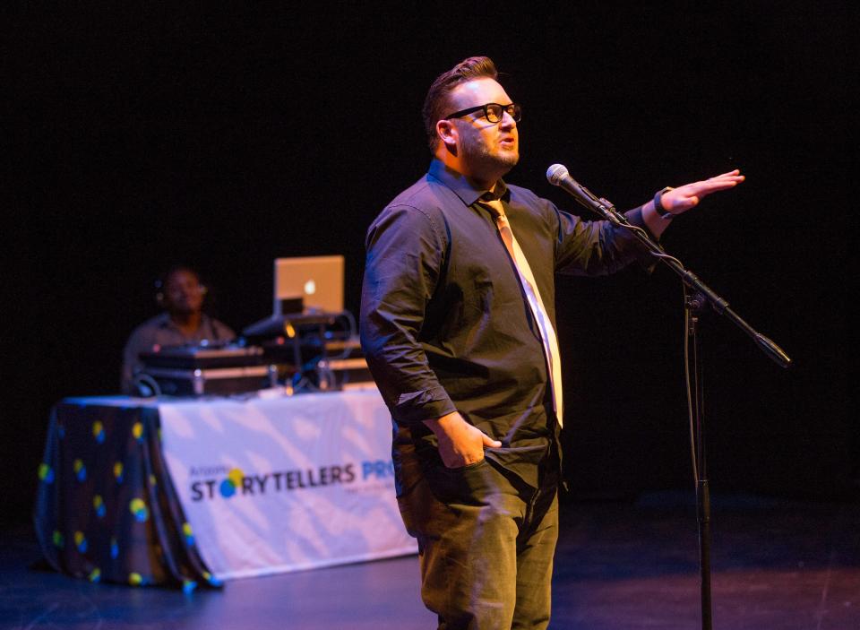 Ryan Kitchell tells his story during the Storytellers Project "I am an American" storytelling event at Phoenix Theatre June 14, 2017.