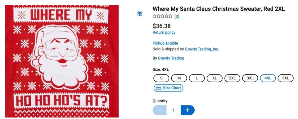 Walmart ugly Christmas sweater