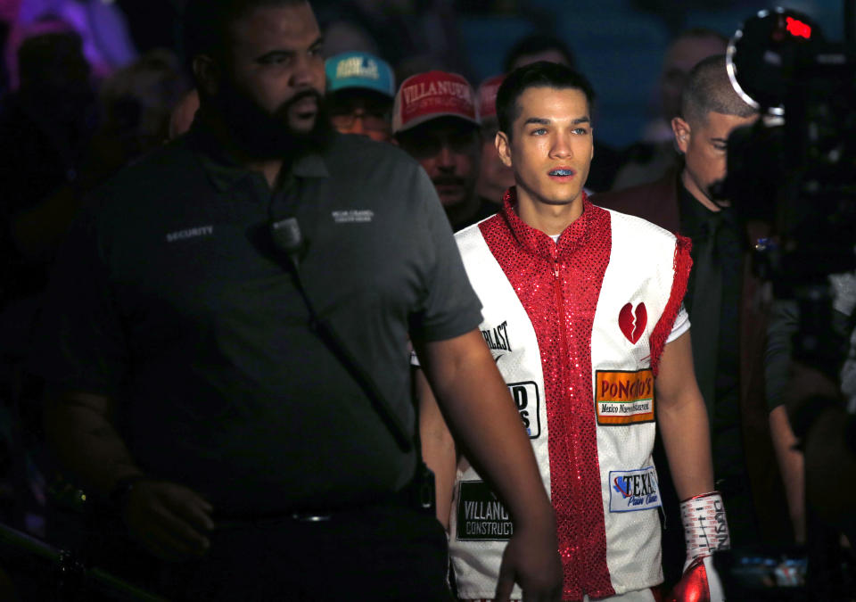 LAS VEGAS, NEVADA - NOVEMBER 23:  Brandon Figueroa arrives for his super bantamweight bout against Julio Ceja at MGM Grand Garden Arena on November 23, 2019 in Las Vegas, Nevada.  (Photo by Steve Marcus/Getty Images)