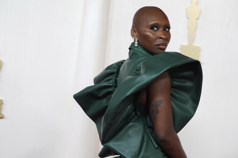 Cynthia Erivo arrives at the Oscars on Sunday, March 10, 2024, at the Dolby Theatre in Los Angeles. (Photo by Jordan Strauss/Invision/AP)