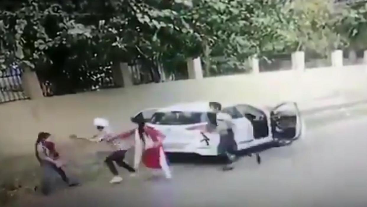 Video widely shared in India on Tuesday shows the moment of the shooting in Faridabad (Screengrab/CCTV)