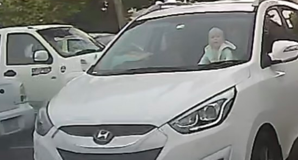 Craig Waters was shocked to find the baby crawling on the dashboard of a car driving in Geelong. Source: iDriveSafety/Supplied