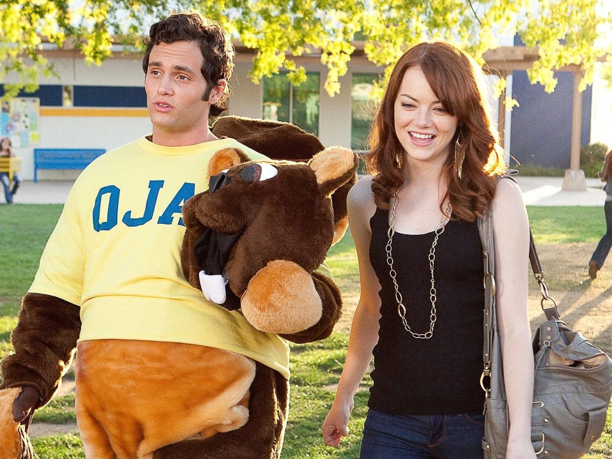 Penn Badgley and Emma Stone in "Easy A."