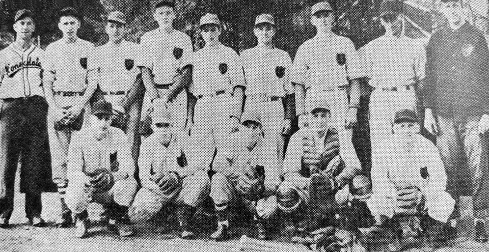 Honesdale's varsity baseball team of 1952 was the first-ever to win a district championship. The Hornets went undefeated in league action, then defeated Beaumont in the semifinals and Factoryville in the gold medal game. The Red & Black were managed by Hall of Famer Augustus Kiegler (far left). Assistant coach Earl Wilson (far right) would succeed him as skipper and lead the team to a second district title in 1963.