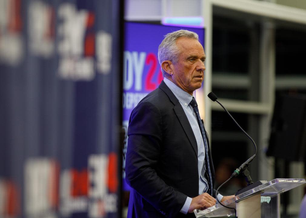 Robert F. Kennedy Jr. speaks to supporters during a campaign event.