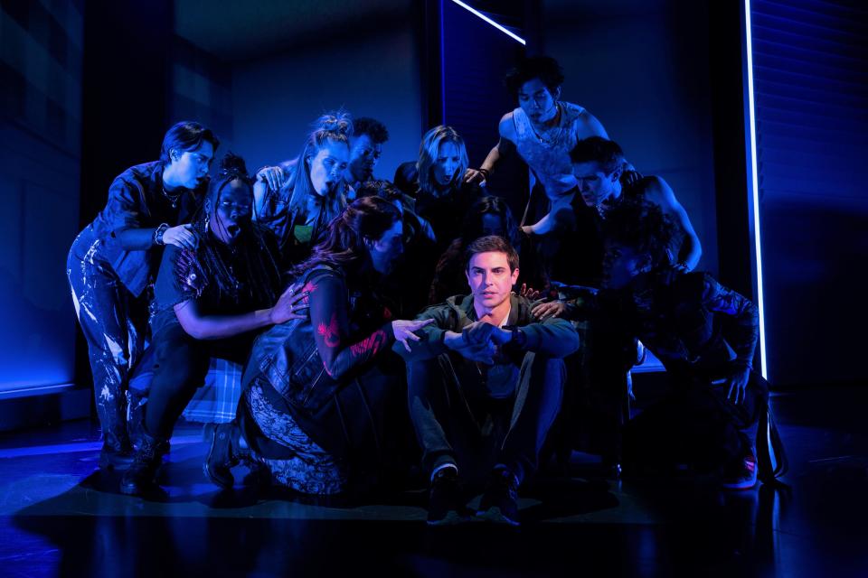 Derek Klen and company are seen during a performance of "Jagged Little Pill."