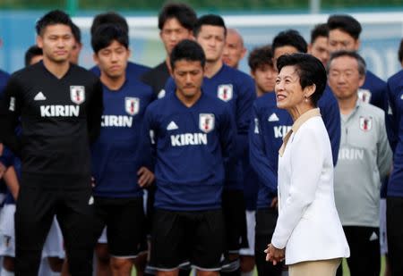 Soccer Football - World Cup - Japan Training - Japan Training Camp, Kazan, Russia - June 21, 2018 Japan's Princess Takamado attends the training REUTERS/John Sibley