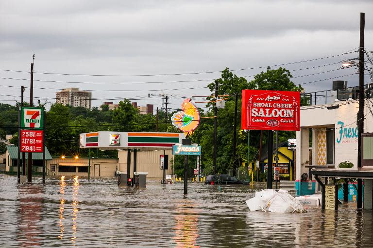 Parts of Austin, Texas are shown inundated after days of heavy rain on May 25, 2015
