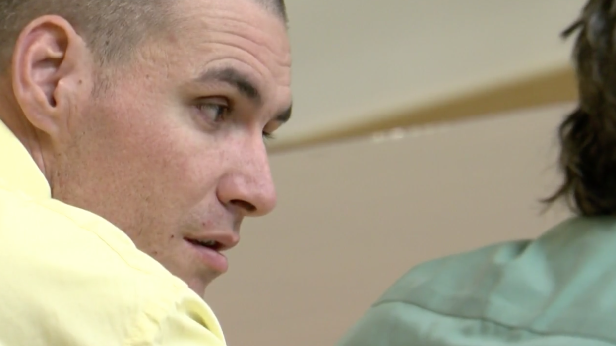 New Mexico father James Stewart is on trial for allegedly forcing his then-7-year-old daughter into prostitution to support his drug habit. (Screenshot: KRQE)