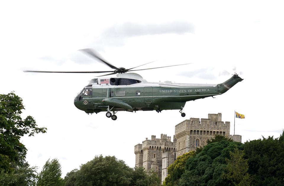 Joe Biden was spotted boarding the Marine One following his meeting with King Charles (REUTERS)