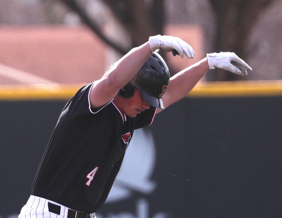 Texas Tech third baseman Kevin Bazzell (4) and the Red Raiders host Western Illinois in a four-game weekend series that starts with a doubleheader at 1 p.m. Friday. Tech swept four games from Gonzaga to start the season.