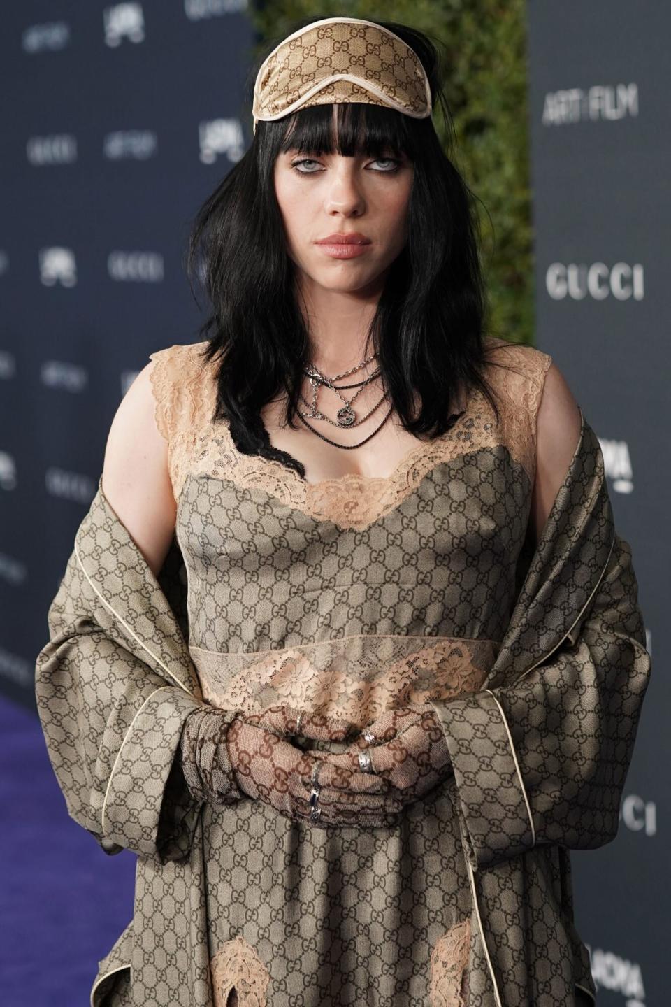 Billie Eilish, wearing Gucci, attends the 2022 LACMA ART+FILM GALA Presented By Gucci at Los Angeles County Museum of Art on November 05, 2022 in Los Angeles, California. (Photo by Presley Ann/Getty Images for LACMA)