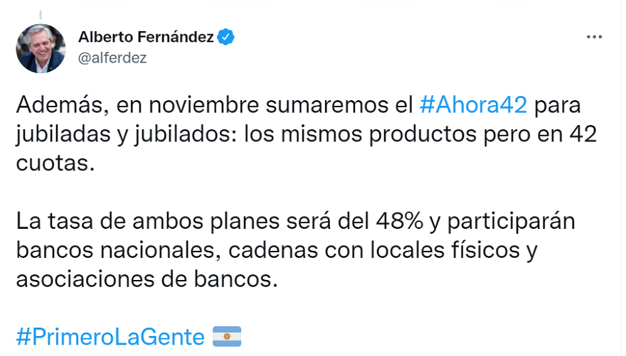 El Presidente anunció el beneficio de 42 cuotas para jubilados