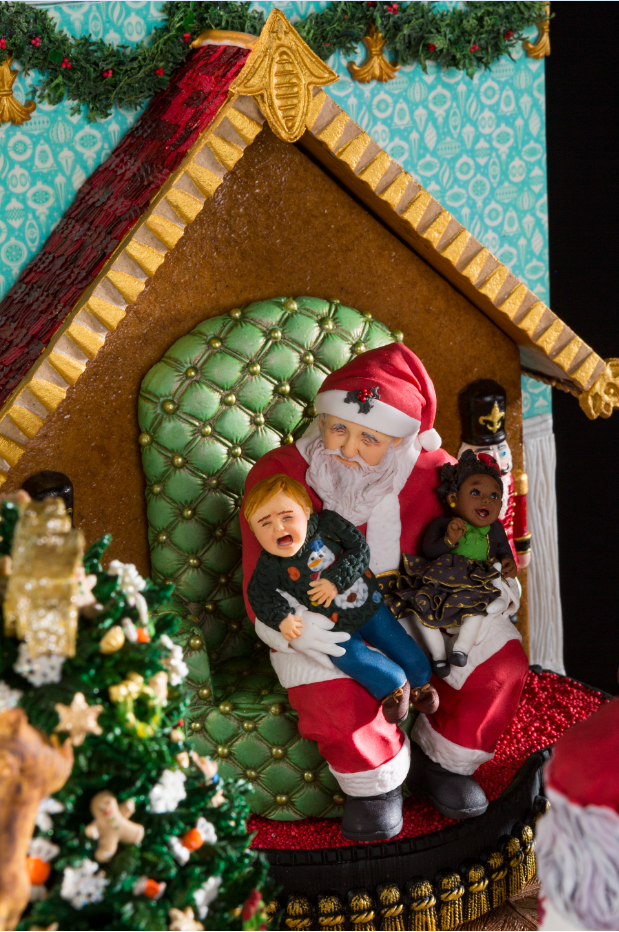 The Merry Mischief Bakers' gingerbread display "St. Nick’s Christmas Décor Shop" won the 2020 National Gingerbread House Competition.