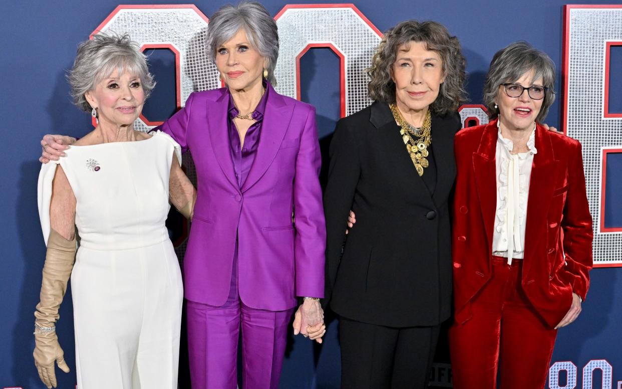 Rita Moreno, Jane Fonda, Lily Tomlin and Sally Field attend the Los Angeles premiere screening of 80 For Brady - FilmMagic
