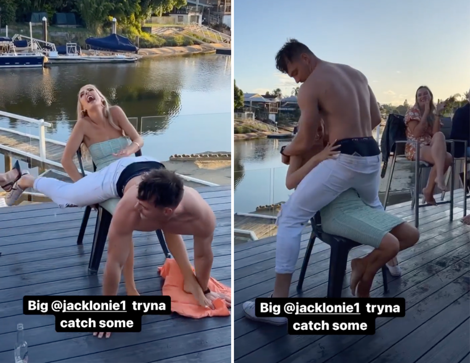 MAFS’ Jackson Lonie giving Tamara Djordjevic a lap dance.