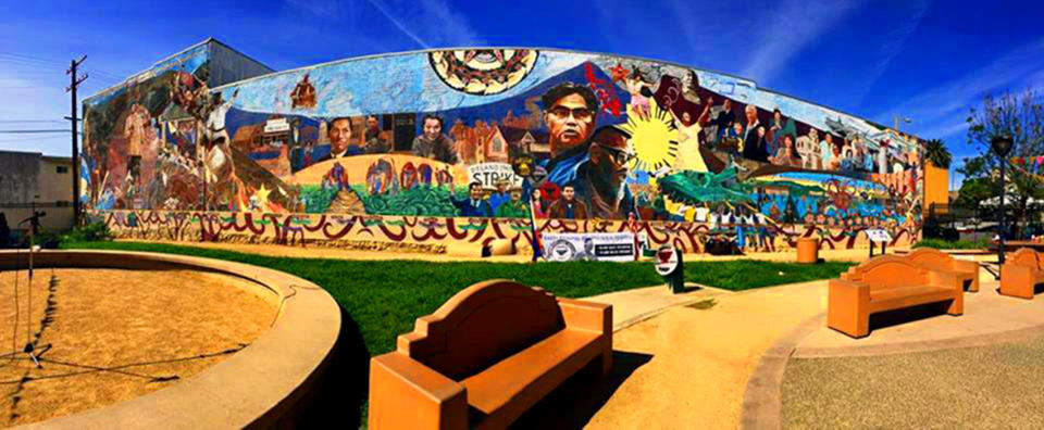 Eliseo Silva, the designer of the Historic Filipinotown gateway, also painted a sprawling mural in Historic Filipinotown's Unidad Park. (Courtesy Search to Involve Pilipino Americans (SIPA))