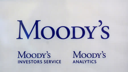 FILE PHOTO: The logo of credit rating agency Moody's Investor Services is seen outside the office in Paris October 24, 2011. REUTERS/Philippe Wojazer/File Photo