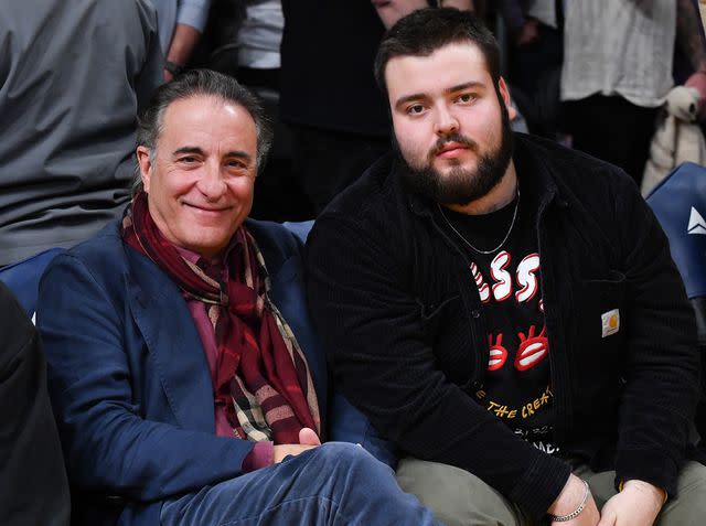 <p>Allen Berezovsky/Getty</p> Andy Garcia and Andres Garcia ttend a basketball game between the Los Angeles Lakers and the Washington Wizards on February 29, 2024 in Los Angeles, California.
