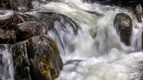 PHOTO: As the snowpack melts, water flows swiftly in Alder Creek, on April 26, 2023, in Yosemite National Park, Calif. (Francine Orr/Los Angeles Times via Getty Images, FILE)