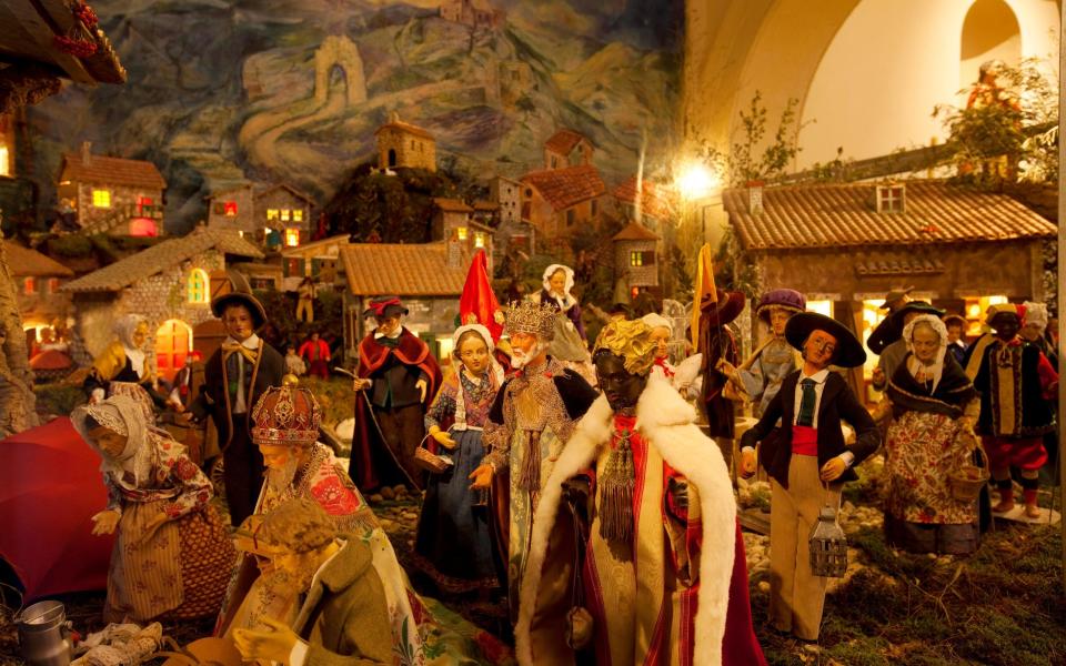 A nativity scene in the 16th century San Sebastian Church in Allauch, Bouches du Rhone