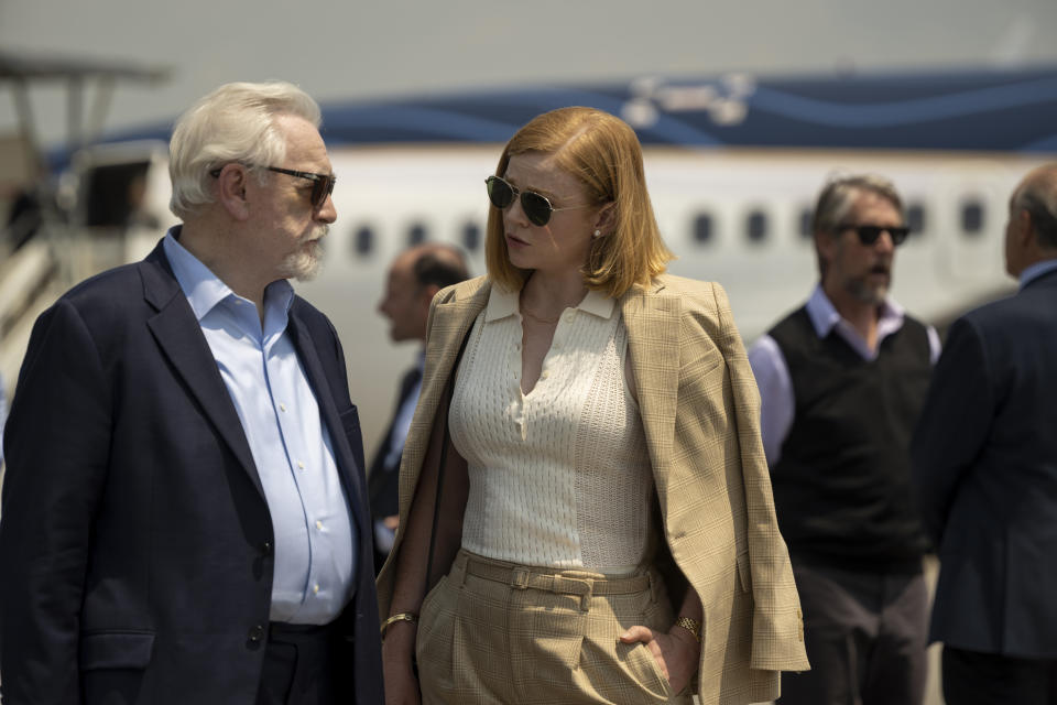 Logan Roy (Brian Cox) and Siobhan Roy (Sarah Snook)  on succession on binge