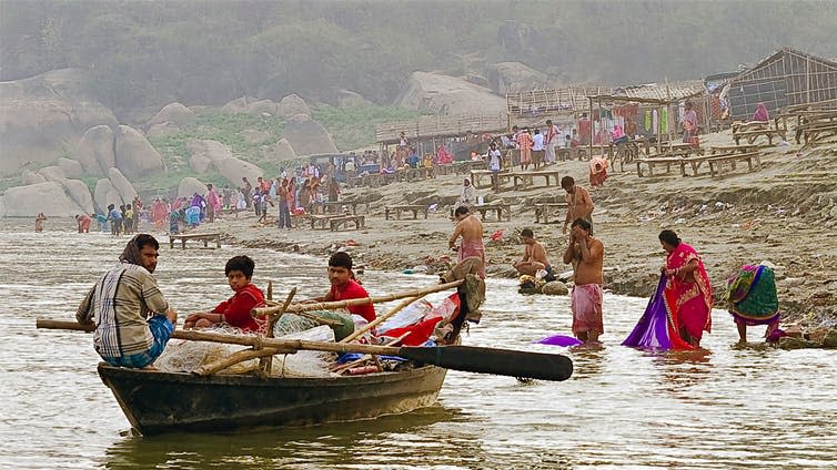 <span class="caption">The waters of the Ganges catchment are vital for life here at Jahangira Island, but pollution is a health risk.</span> <span class="attribution"><a class="link " href="https://www.flickr.com/photos/jackwickes/17336472895" rel="nofollow noopener" target="_blank" data-ylk="slk:Jack Wickes/Flickr;elm:context_link;itc:0;sec:content-canvas">Jack Wickes/Flickr</a>, <a class="link " href="http://creativecommons.org/licenses/by-nd/4.0/" rel="nofollow noopener" target="_blank" data-ylk="slk:CC BY-ND;elm:context_link;itc:0;sec:content-canvas">CC BY-ND</a></span>