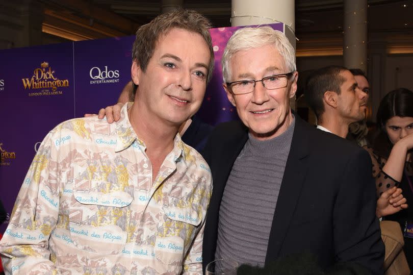 Julian Clary and Paul O'Grady attend the press night performance of Dick Whittington at The London Palladium on December 13, 2017 in London, England.