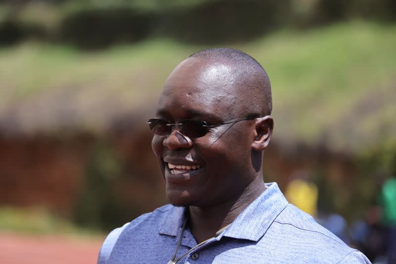 Bernard Ouma, the coach of Timothy Cheruiyot, the winner of the 1500 meters gold medal at the 2019 World Athletics Championships in Doha, speaks to Reuters during a training session in Nairobi