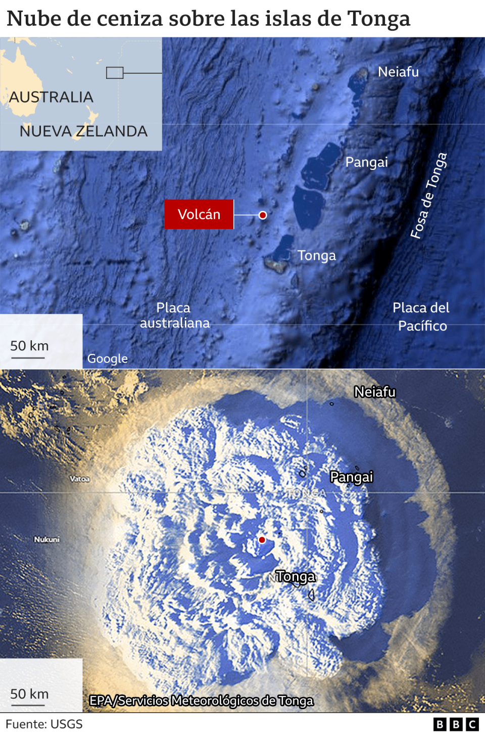 Gráfico muestra la extensión de la nube de cenizas