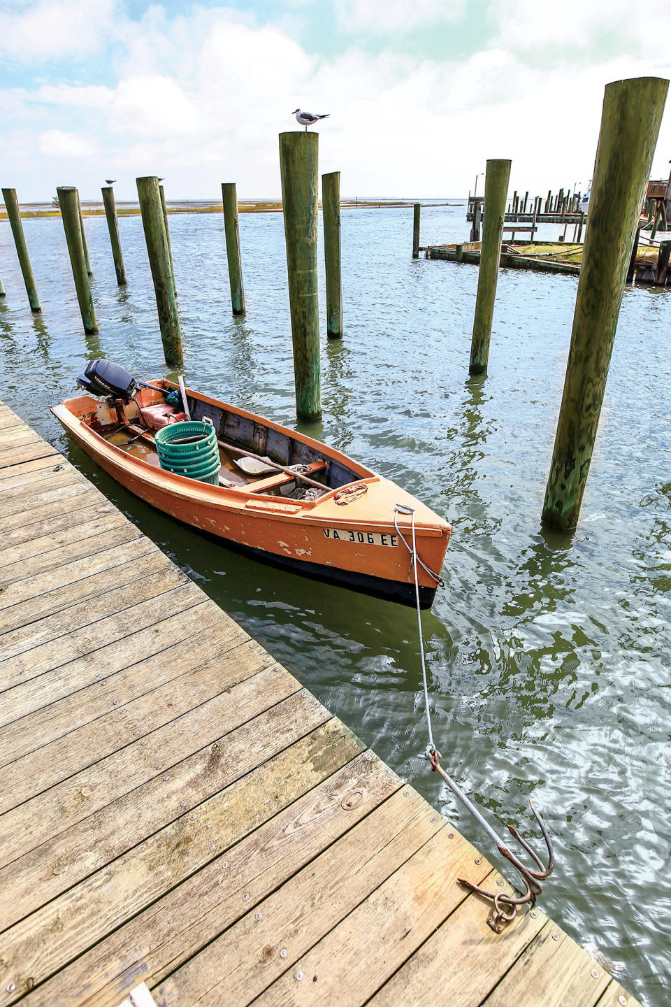 A docked boat on the Chesapeake