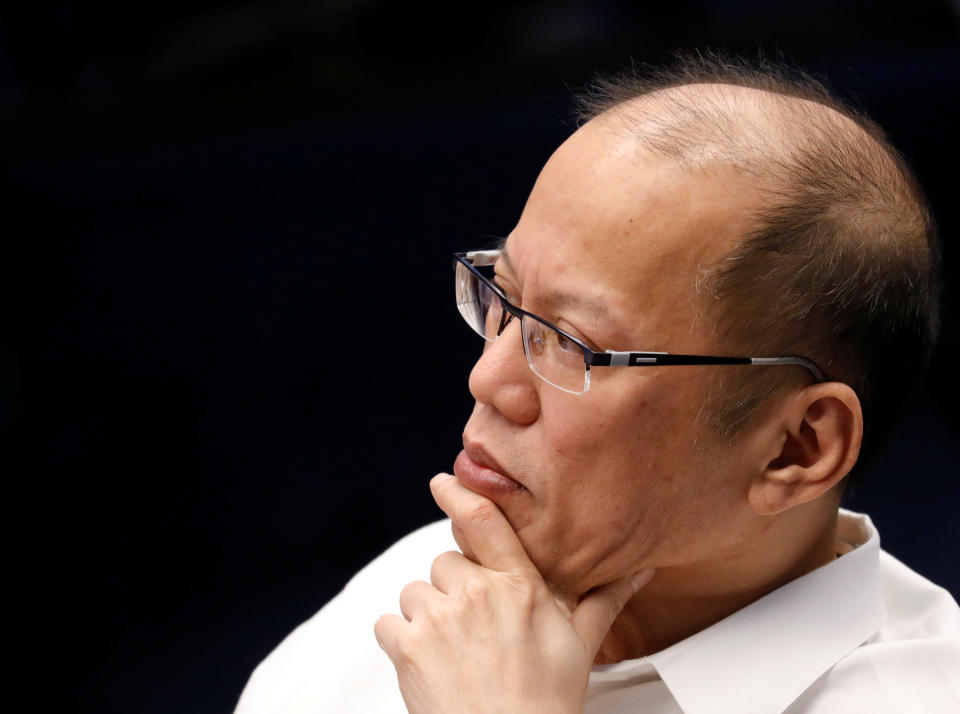 Former Philippine's President Benigno Aquino III listens during a senate hearing on the anti dengue drug Dengvaxia at the Philippine senate in Pasay city, Manila, Philippines December 14, 2017. REUTERS/Dondi Tawatao