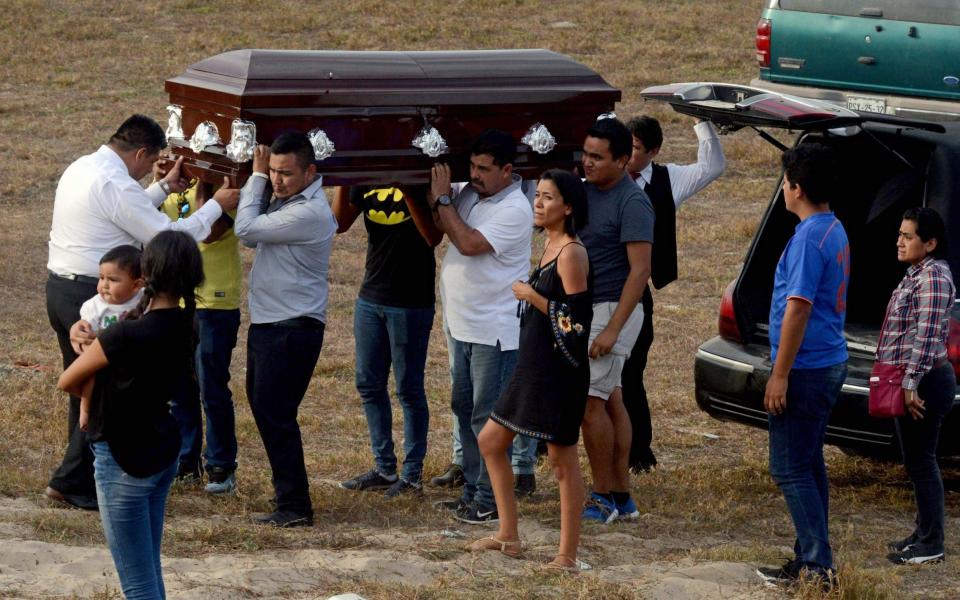 Relatives of Mexican journalist Carlos Dominguez Rodriguez -murdered on January 13 in the state of Tamaulipas - AFP