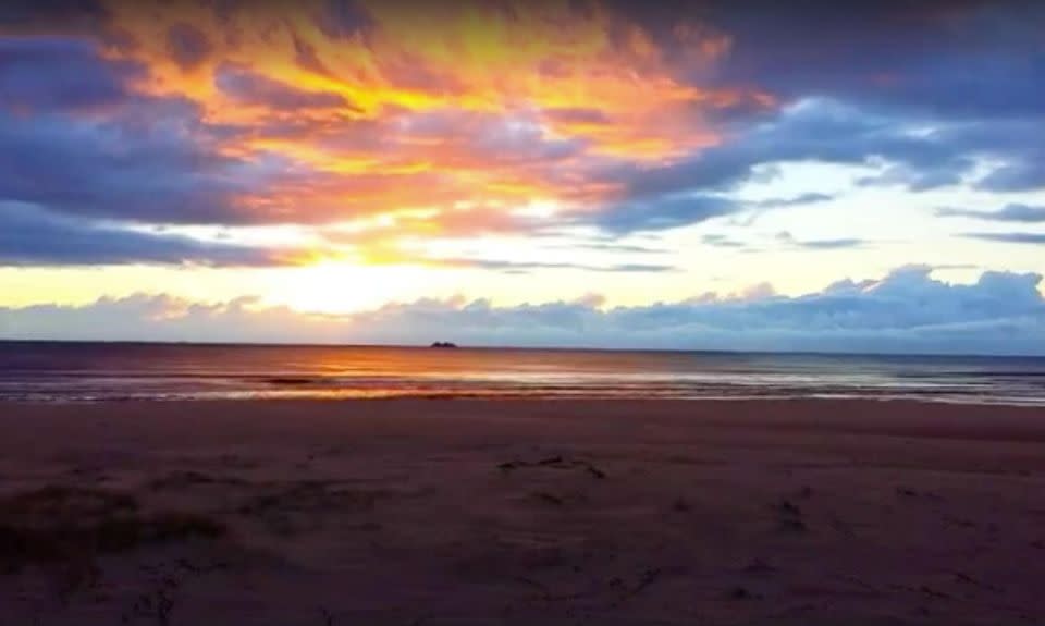 We caught this gorgeous sunrise from the private beach club on Belongil Beach. Photo: Be