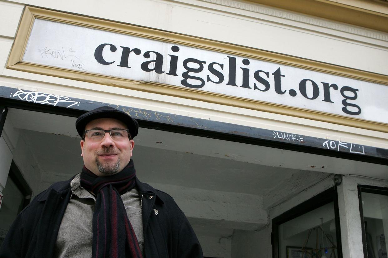 Craigslist founder, Craig Newmark, poses in front of the Craigslist office March 21, 2006 in San Francisco, California.