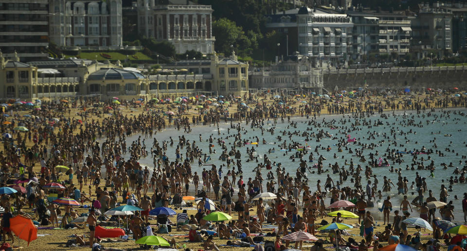 Lots of people on a beach in Spain