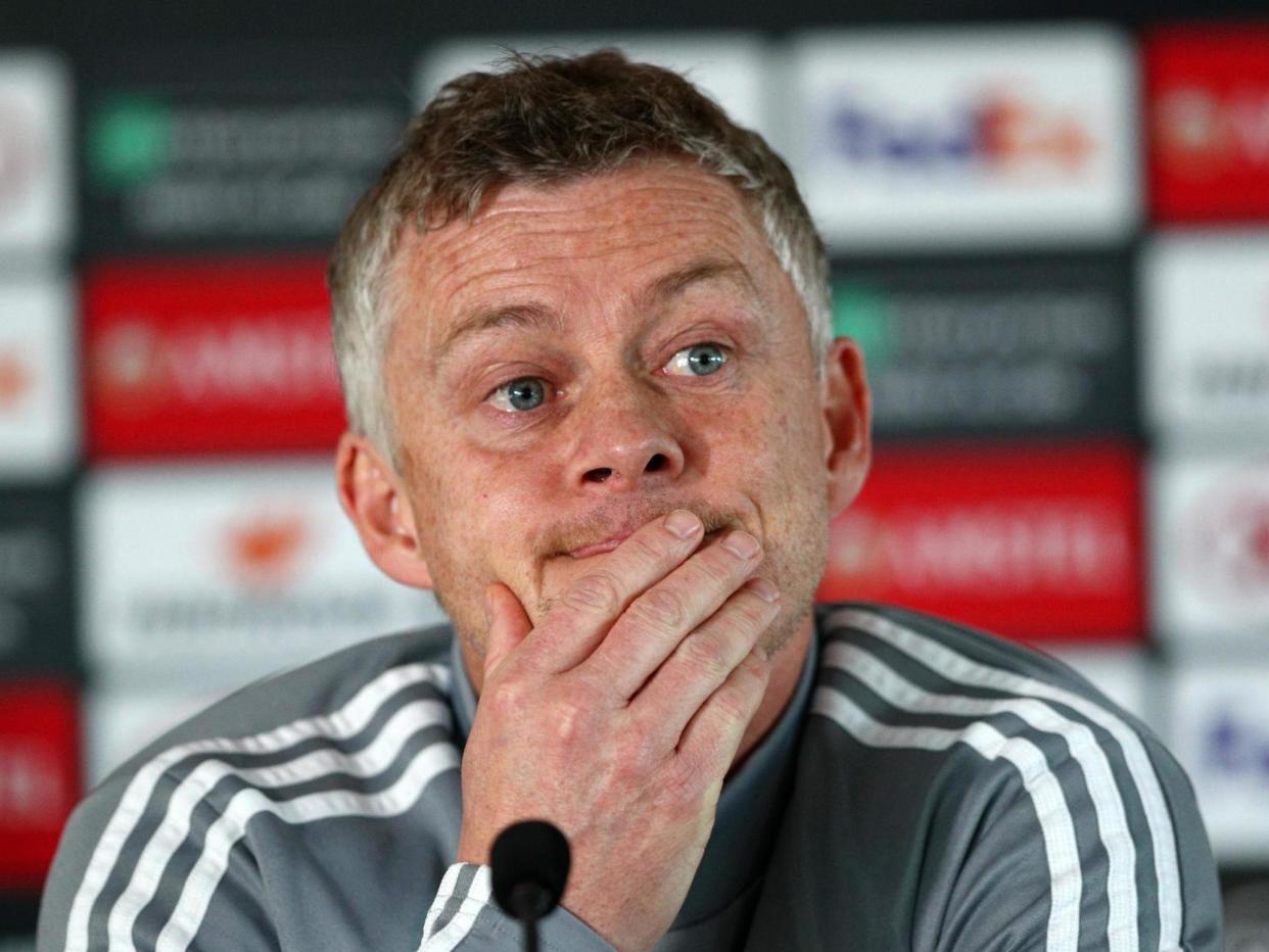 Ole Gunnar Solskjaer speaks to the media ahead of the trip to Club Brugge: Getty