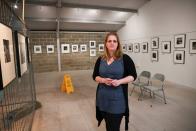 Ami Bouhassane, granddaughter of American photographer and surrealist Lee Miller, poses inside the exhibition of her grandmothers work, which she curates, at Farleys House & Gallery