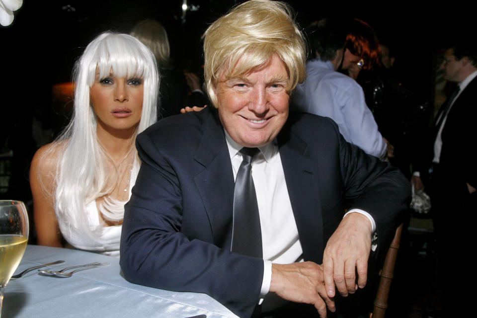 With Melania Trump at Woody Johnson's "Wig Out" 60th birthday party in New York City.&nbsp;