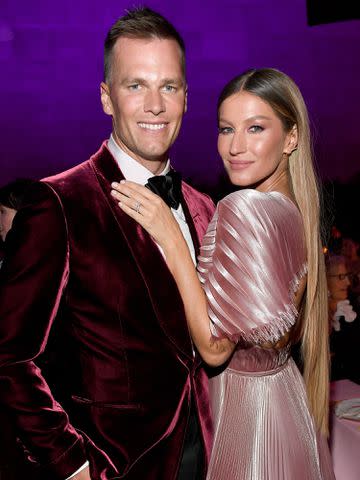 <p>Kevin Mazur/MG19/Getty</p> Tom Brady and Gisele Bundchen, 2019