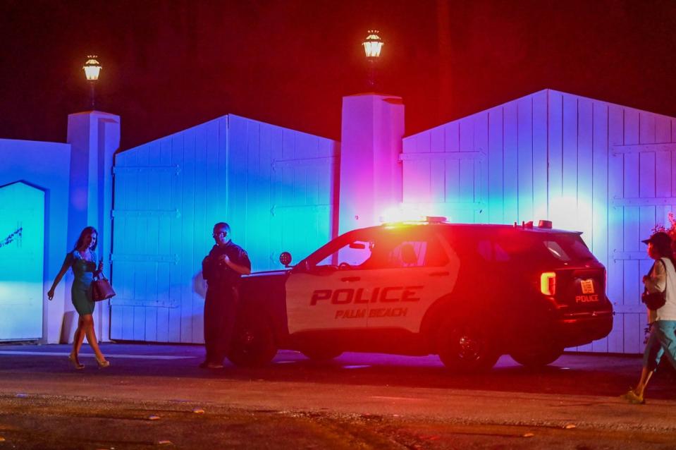 Law enforcement outside former US President Donald Trump’s residence in Mar-A-Lago during the 8 August 2022 raid (AFP via Getty Images)